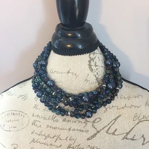 Greek multistrand glass beaded necklace